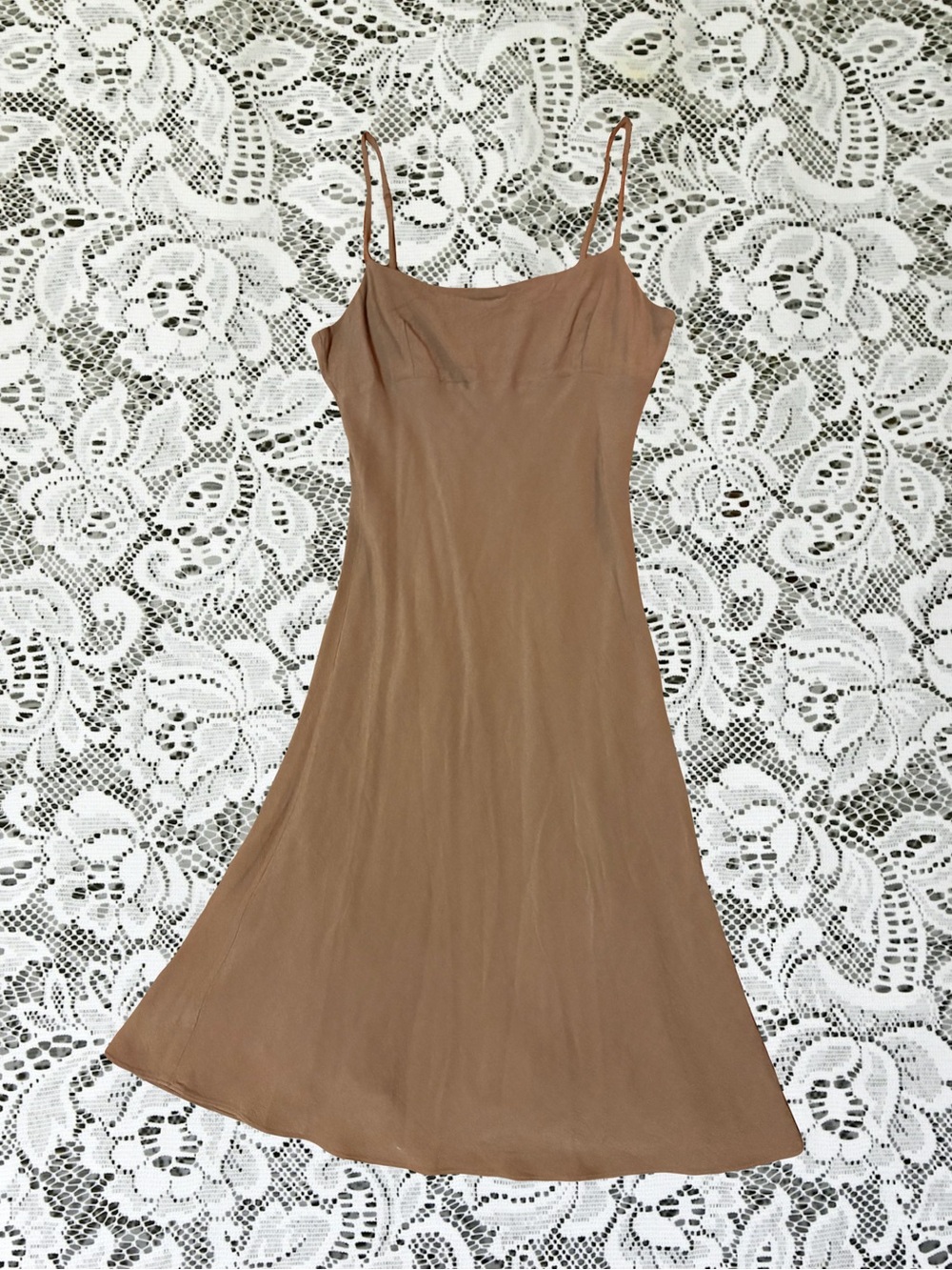 Neutral Brown Slip Dress with Spaghetti Straps